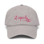 At Capacity washed cotton cap in grey with embroidered text