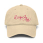 At Capacity washed cotton cap in beige with embroidered text