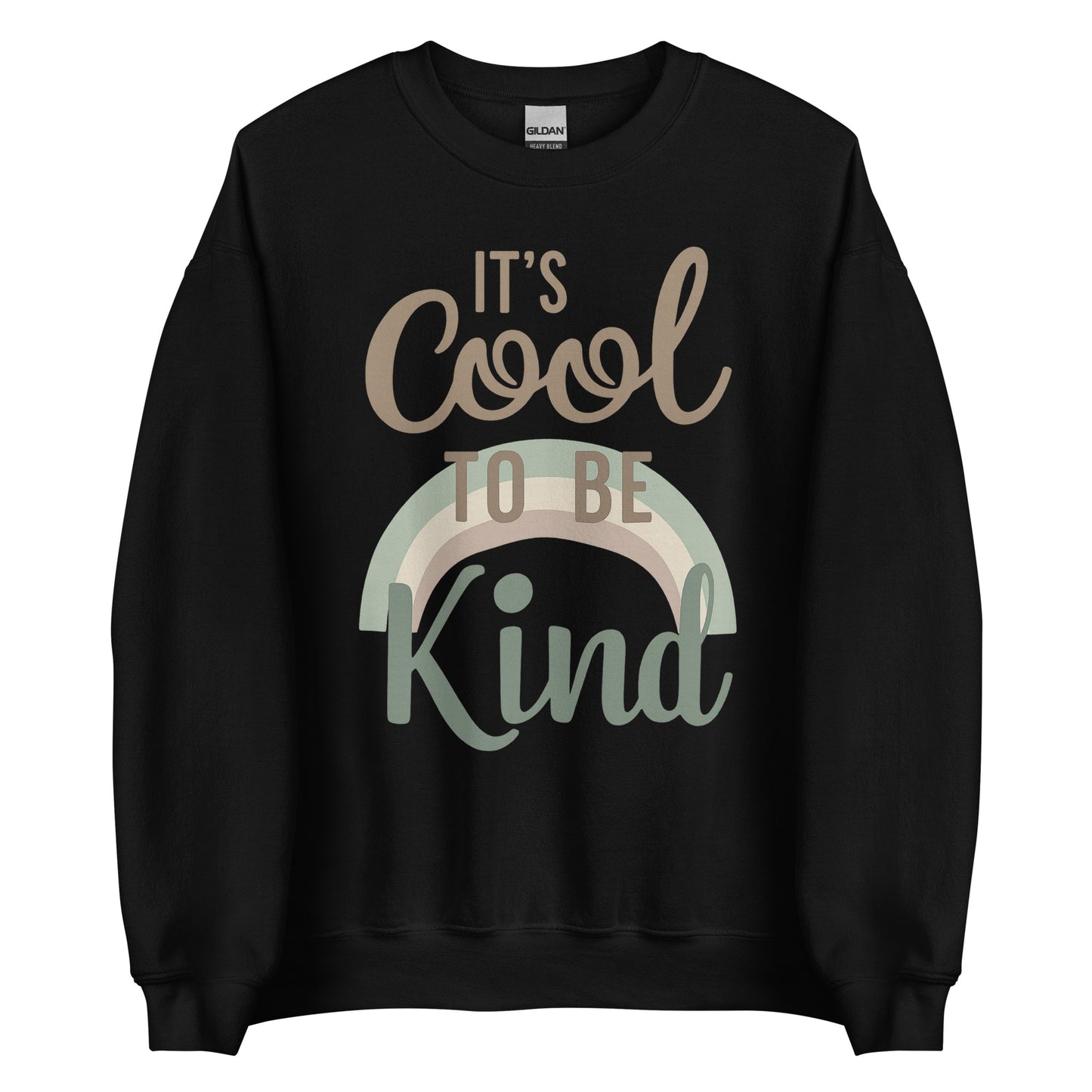 'It's Cool to be Kind' classic sweatshirt, showing the slogan printed in a wavy, retro-style font