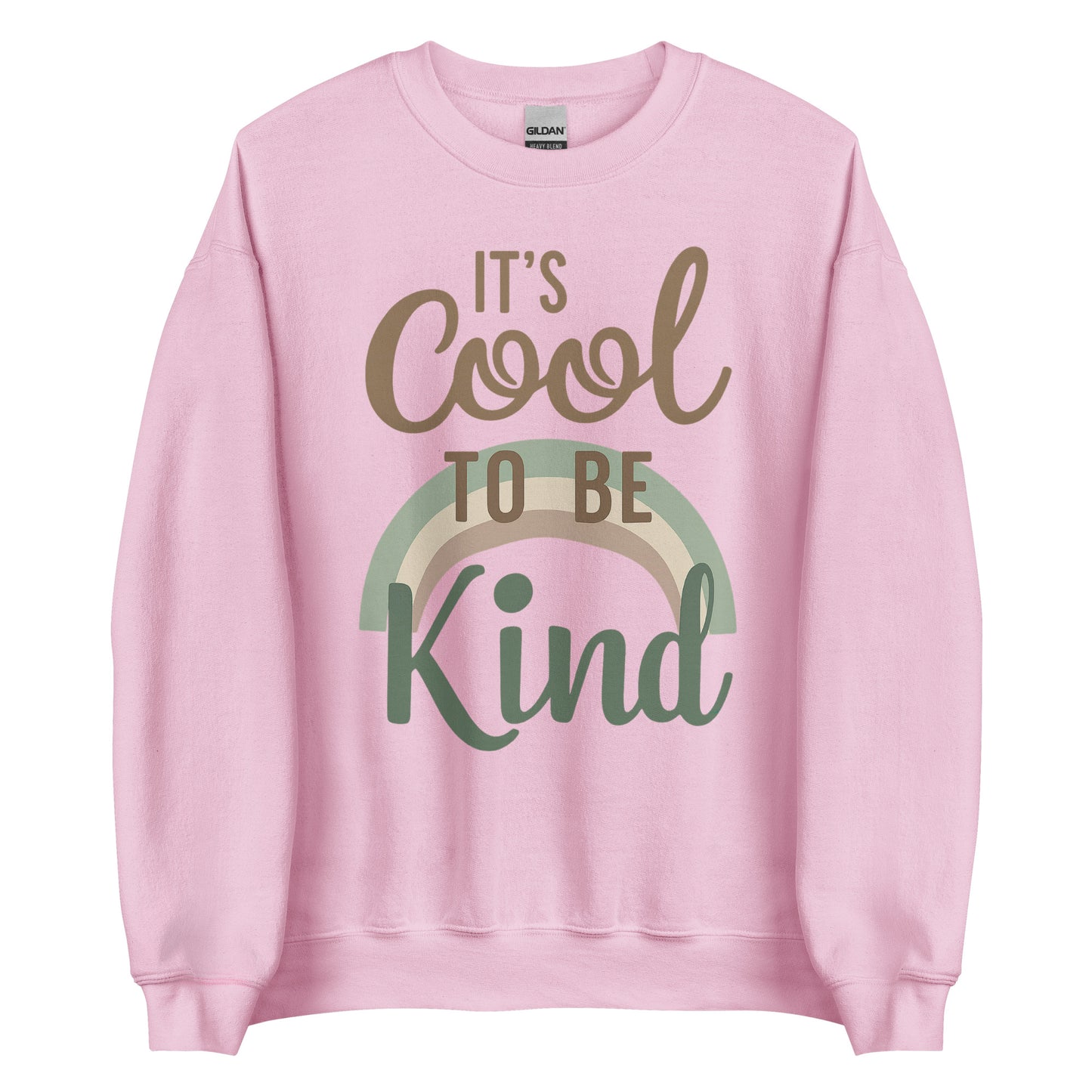 'It's Cool to be Kind' classic sweatshirt, showing the slogan printed in a wavy, retro-style font