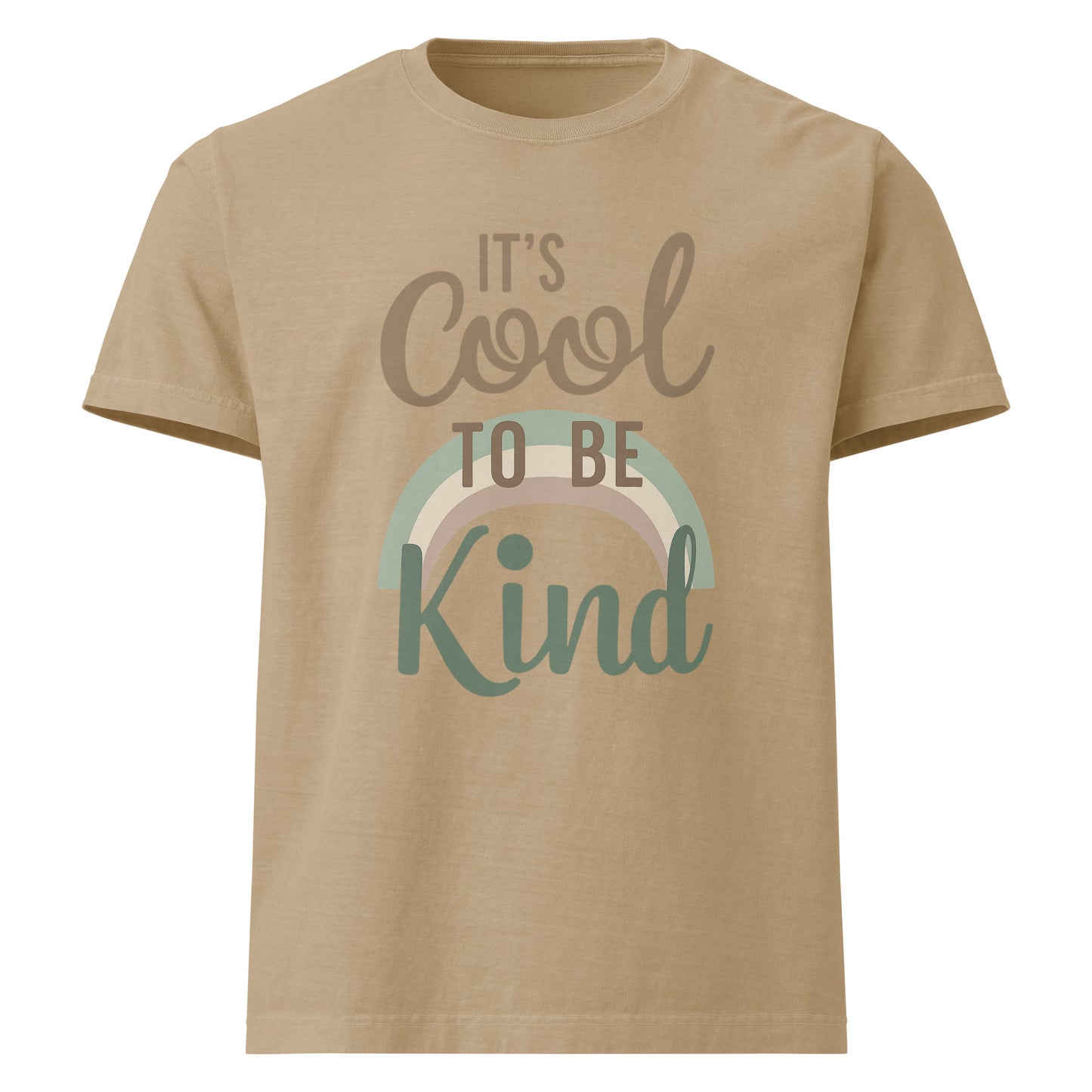 It’s Cool To Be Kind oversized cotton T shirt in khaki with kindness message