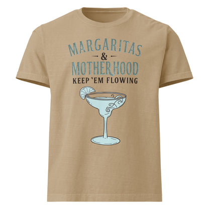 Margaritas and Motherhood oversized cotton T shirt in tan with cocktail graphic