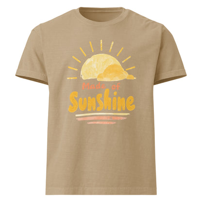 Made of Sunshine oversized cotton tee in khaki with yellow sunshine graphic