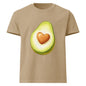 Avo Heart oversized cotton T shirt in khaki with avocado heart graphic