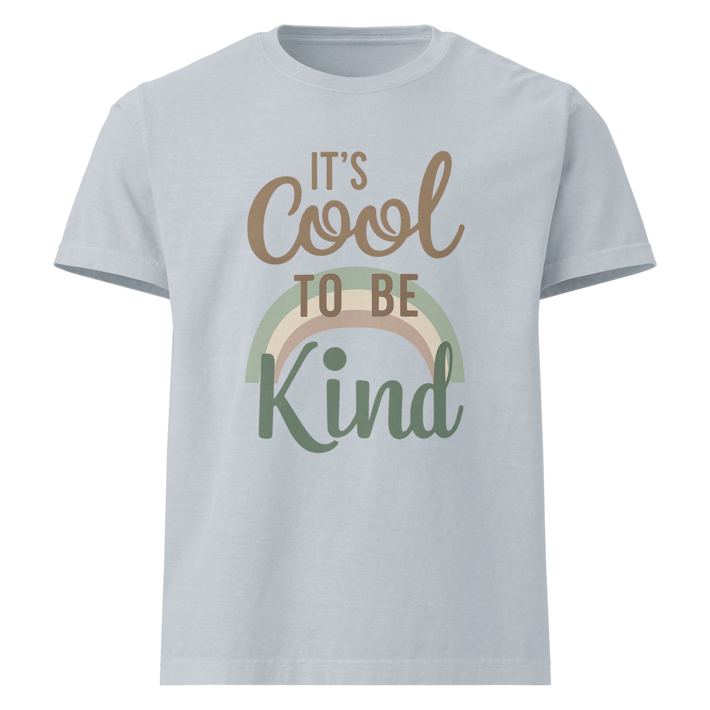 It’s Cool To Be Kind oversized cotton T shirt in light washed denim with kindness message