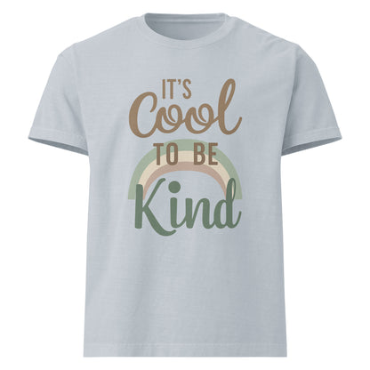 It’s Cool To Be Kind oversized cotton T shirt in light washed denim with kindness message