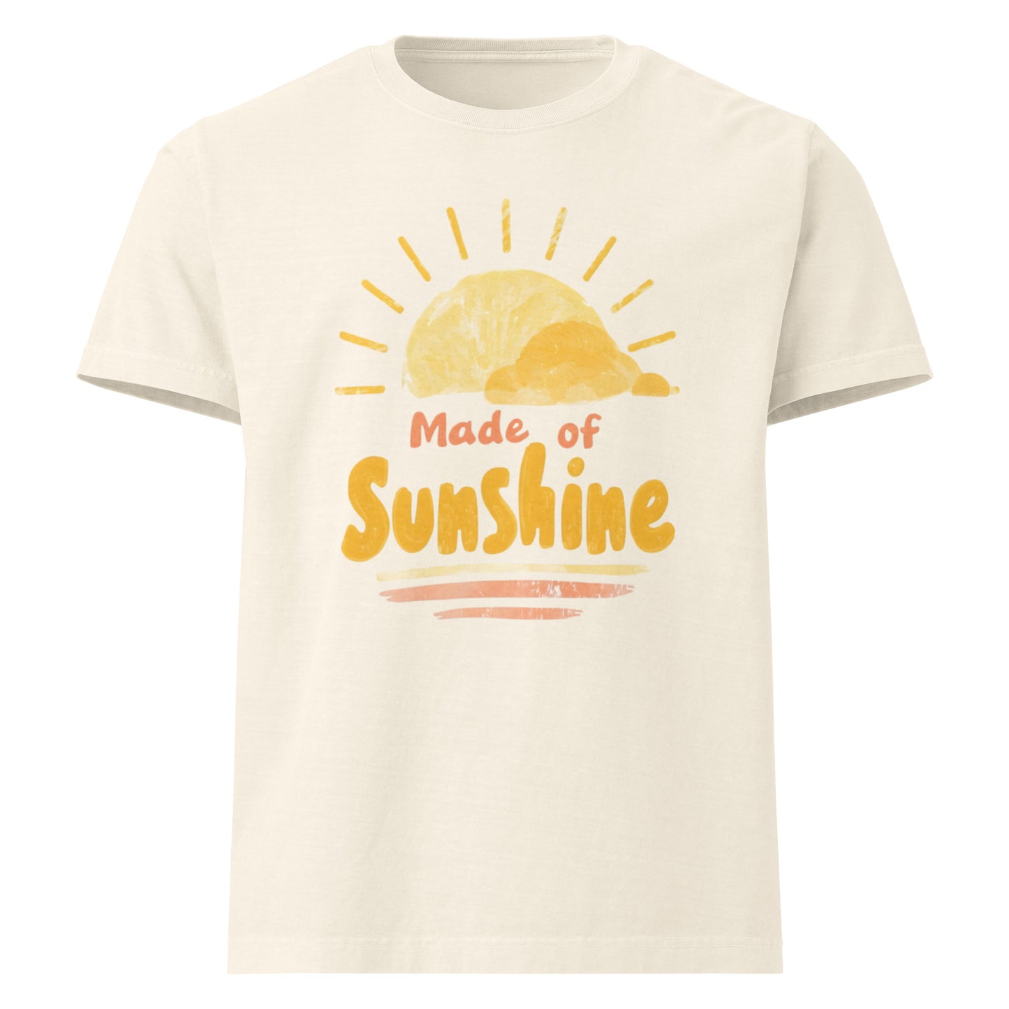 Made of Sunshine oversized cotton tee in vintage white with yellow sunshine graphic