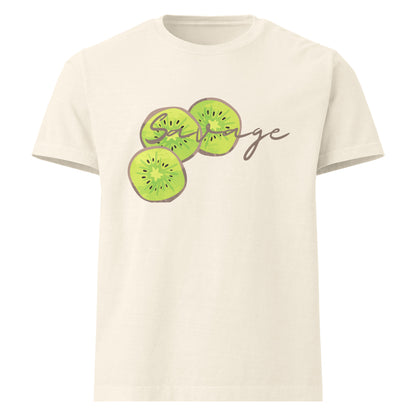 Savage oversized cotton T shirt in vintage white with avocado graphic