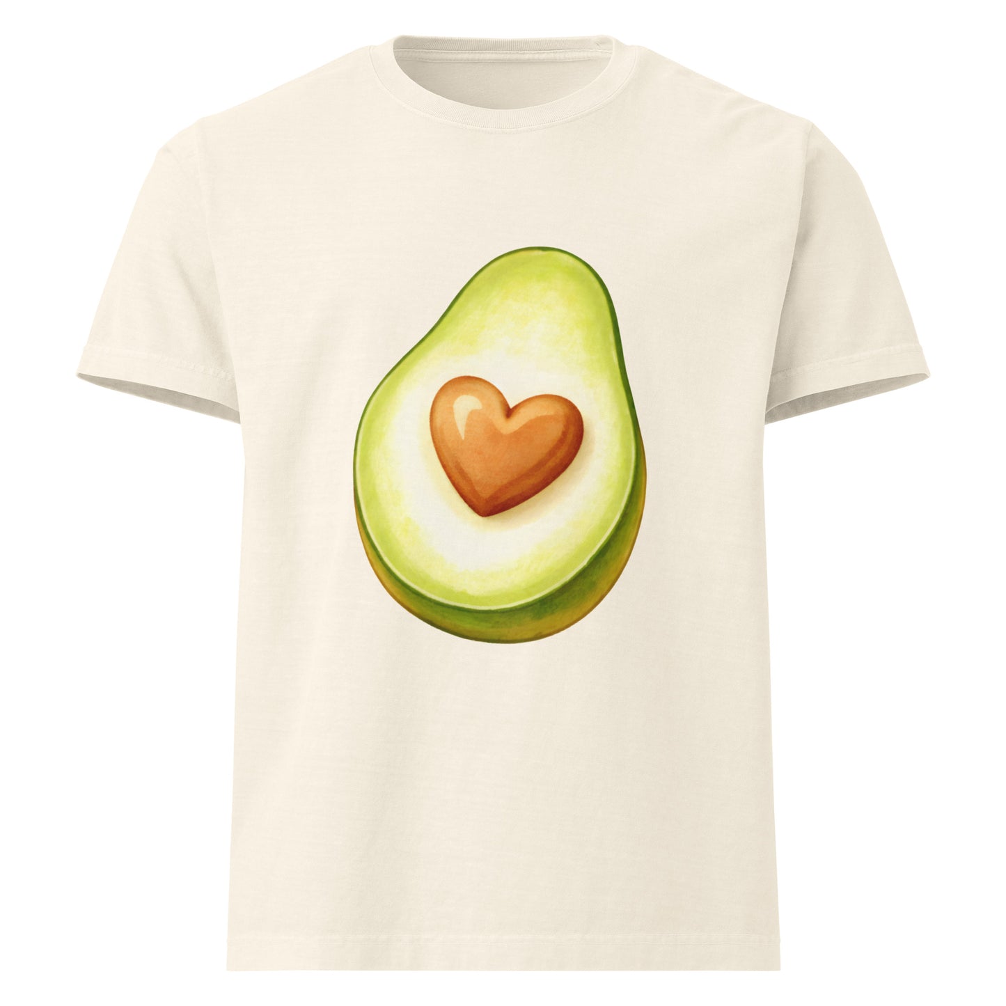 Avo Heart oversized cotton T shirt in vintage white with avocado heart graphic