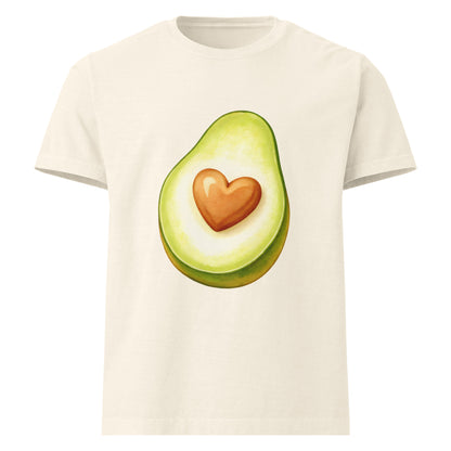 Avo Heart oversized cotton T shirt in vintage white with avocado heart graphic