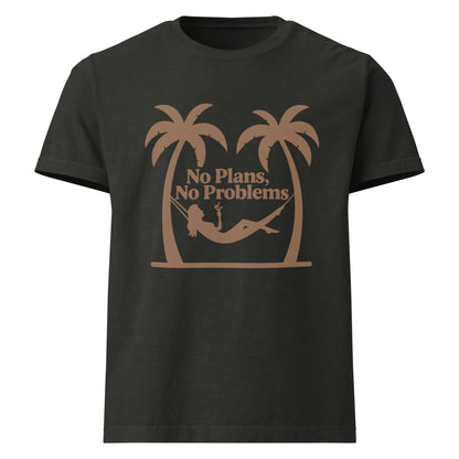 No Plans No Problems oversized cotton T shirt in washed black with palm tree graphic