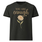 You Are Enough oversized cotton T shirt in black with floral affirmation design