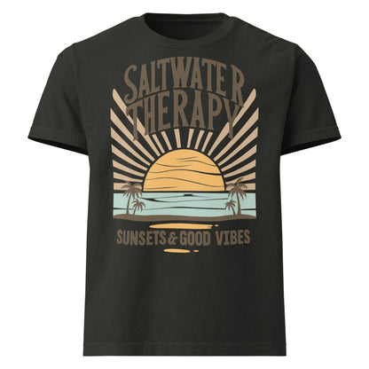 Saltwater Therapy oversized graphic t-shirt with vintage sunset design