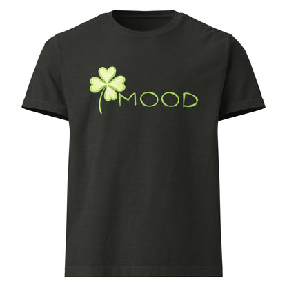 Mood oversized four leaf clover tee in washed black with green graphic