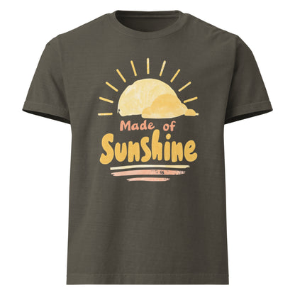 Made of Sunshine oversized cotton tee in washed charcoal with yellow sunshine graphic