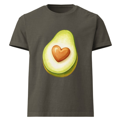 Avo Heart oversized cotton T shirt in washed charcoal with avocado heart graphic
