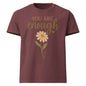 You Are Enough oversized cotton T shirt in burgundy with floral affirmation design