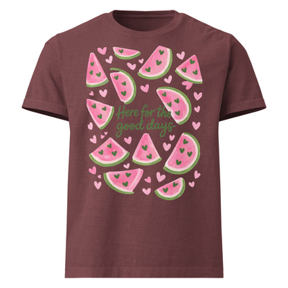 Here For The Good Days oversized T Shirt with watermelon graphic