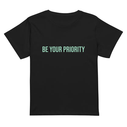Be Your Priority high waisted women t shirt front view