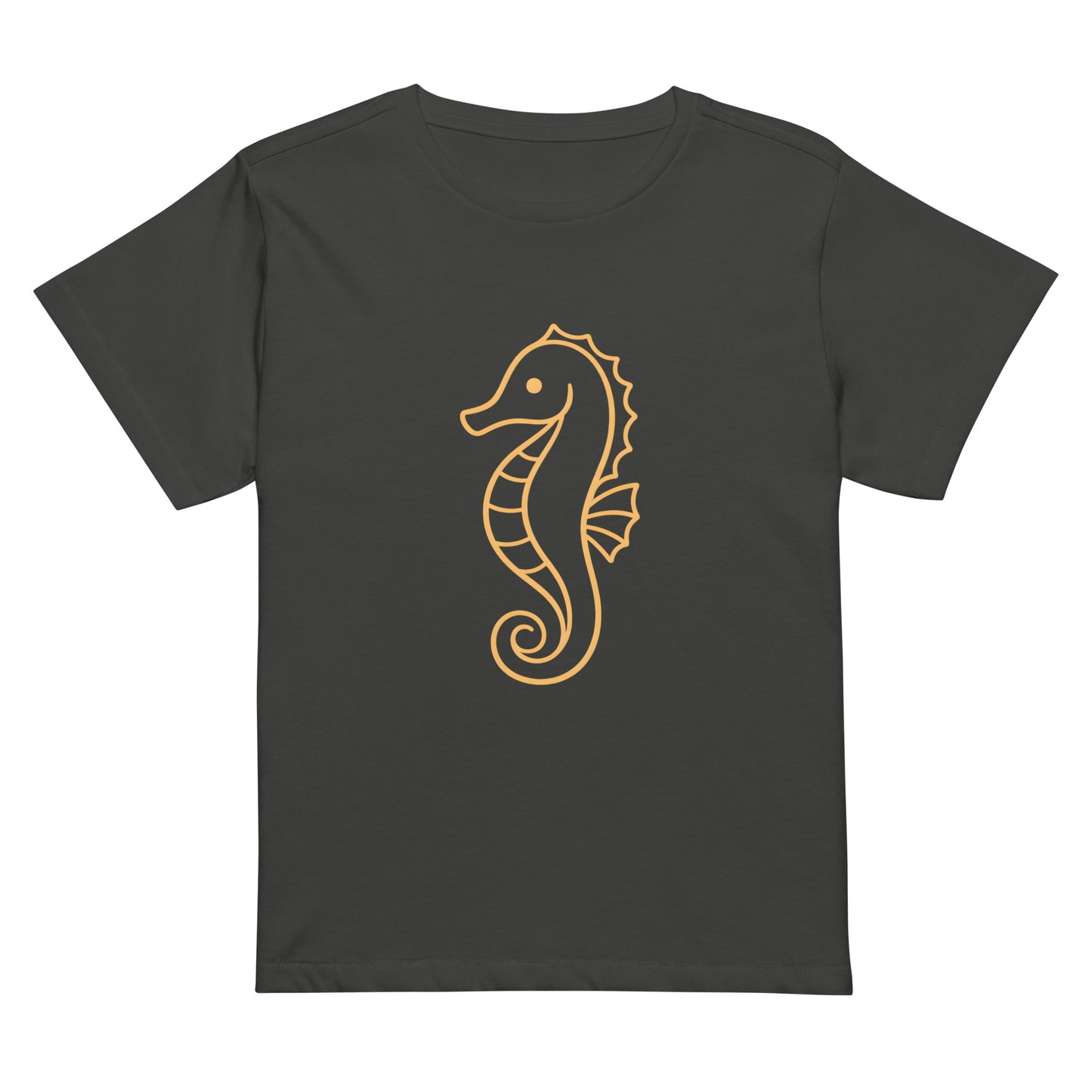 Front view of seahorse graphic high waisted women’s T Shirt