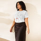 Woman wearing Soft Balance line art high waisted T Shirt