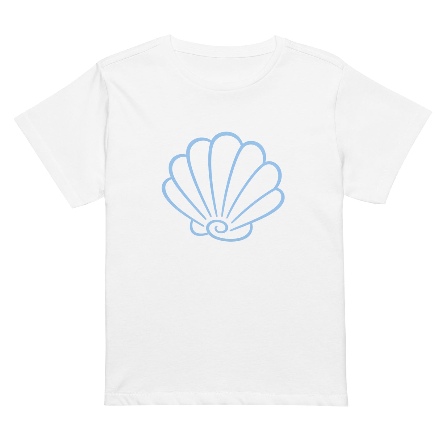 Minimal shell graphic women’s high waisted tee by VibeWear