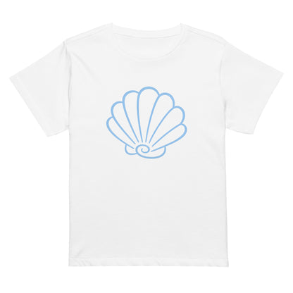 Minimal shell graphic women’s high waisted tee by VibeWear