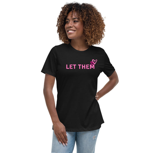 Let Them womens relaxed cotton T shirt in black worn by model