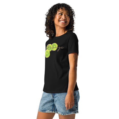 Savage womens relaxed cotton T shirt in black worn by model