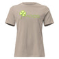 Mood womens relaxed cotton T shirt in taupe with green graphic