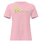 Mood womens relaxed cotton T shirt in pink with green graphic