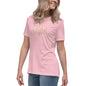 Power Without Theatrics womens relaxed cotton T shirt in pink worn by model