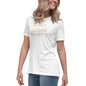 Power Without Theatrics womens relaxed cotton T shirt in white worn by model