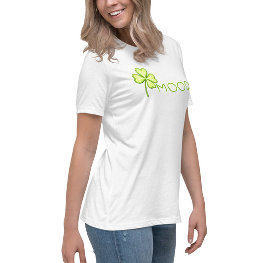 Mood womens relaxed cotton T shirt in white worn by model